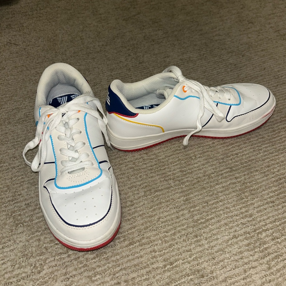 Adidas Women's White and Blue Sneakers